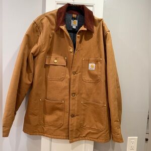 Carhartt Men's Tan Field Jacket with Brown Collar
